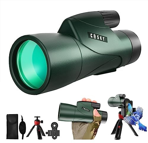 Gosky Monokulares Teleskop, Piper 12 x 55 Hochauflösendes Monokular für Erwachsene mit BAK4-Prisma und FMC-Objektiv, leichtes , handlich mit Smartphone-Adapter, geeignet für Vogelbeobachtung