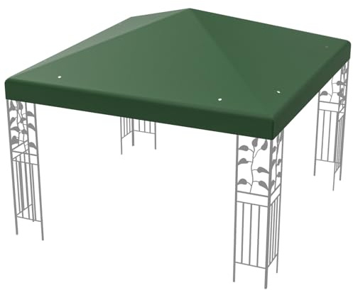 COSTWAY 3x3m Ersatzdach für Pavillon, Pavillondach Ersatzbezug mit Klettverschlüssen (Dunkelgrün)
