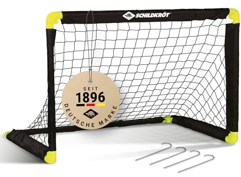 Schildkröt faltbares Fußballtor für Kinder – klappbares Mini-Tor 90×60×60 cm für drinnen & draußen – leicht & tragbar inkl. Heringen – ideal für Garten, Urlaub, Kinderzimmer & Freizeitspiel