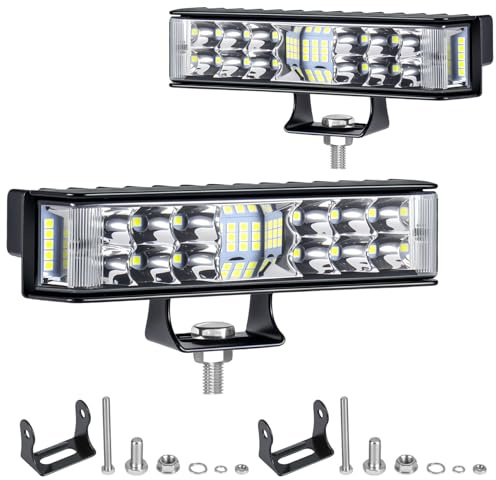Fxlpower 2 Stück 102W LED Rückfahr-Punktstrahler mit Seitenstrahler 12V 24V Arbeitsscheinwerfer, LED Rückfahrscheinwerfer für Anhänger, Landmaschinen, Offroad-Fahrzeuge, LKW, Traktor, 4x4, ATV