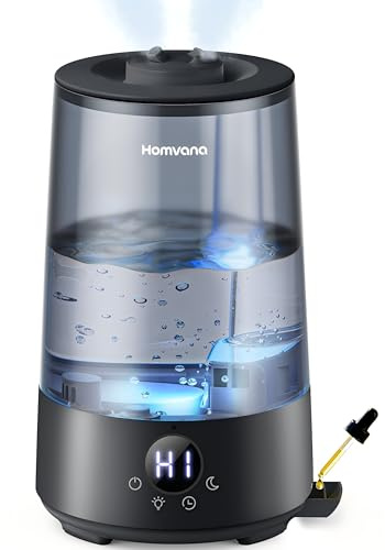 Homvana Luftbefeuchter Schlafzimmer Topfill, 360° Cool Mist(3.6L,Schwarz) | 34H Dauerhaft, Ruhig (SilentSpary Tech), Luftbefeuchter Pflanzen, Growtent, Pflanzenbefeuchter
