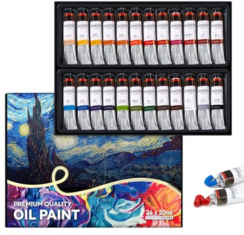 LIGHTWISH Ölfarbe, 24 x 20 ml, lebendige Farben, ungiftige Ölfarben für Erwachsene, Anfänger, professionelle Leinwandmalerei