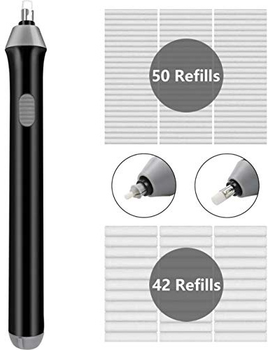 GuDoQi Elektrischer Radiergummi, Radierer Elektrisch für Skizzen | Elektro Radierer Stift, 220 Ersatzradierer, 2 Größen, Batteriebetrieben, Automatischer Radiergummi für Künstler, Schüler