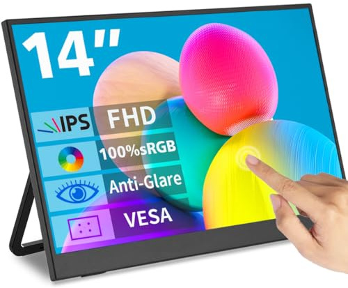 Magedok Tragbarer Monitor Touchscreen 14, IPS 1080P 100% sRGB Anti-Glare Eye Care Tragbarer Bildschirm USB C Mini HDMI Display Für Laptop,Mac,PC,Game Console
