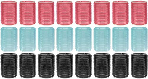 MIJOMA 24-tlg Set Haftwickler Klettwickler - Selbsthaftende Haarwickler für schöne Locken - Hair Rollers in Mintgrün, Rosa, Schwarz - Hitzefreies Lockenstyling in Friseurqualität (Ø 40mm)