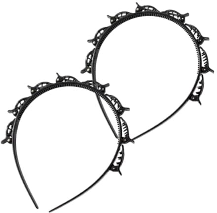 2 Stück Haarreif mit Klammern, Hairstyle Hairpin, Haarspangen mit Haarklammer Zähnen im Set als Haarreif, Haar Styling-Zubehör für Damen, Mädchen (Schwarz)