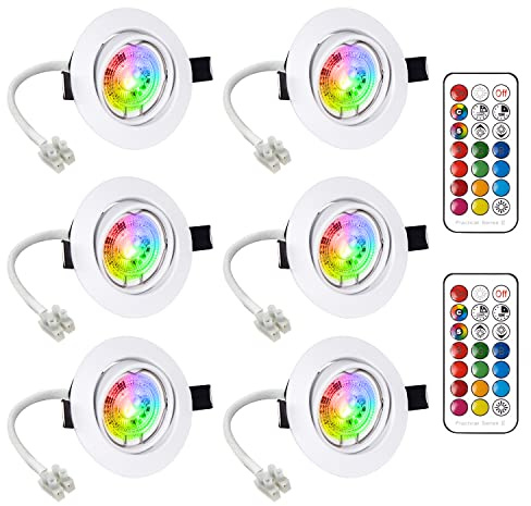 LED Einbaustrahler Schwenkbar Inkl. 6 x 6W Leuchtmittel GU10 LED Deckenstrahler Deckenspots Deckenleuchte Einbaustrahler Einbauspots Deckeneinbauleuchte Deckeneinbaustrahler Rund Warmweiss Drehbar