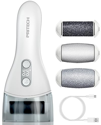 PRITECH Elektrischer Hornhautentferner Fußpflege Hornhaut Entfernen wiederaufladbar Pediküre Hornhautfeile Callus Remover (1138T-Weiß)