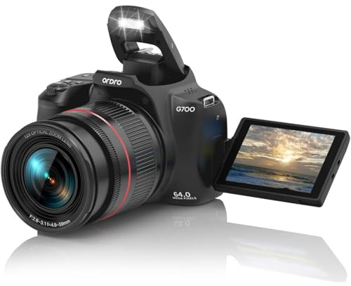 ORDRO G700 4K Ultra HD-Digitalkamera mit optischem Zoom, 64 MP, 3,0-Zoll-Klappbildschirm, AF-Autofokus + MF-Kamera mit manuellem Fokus für Fotografie, Kamera für Vlogging