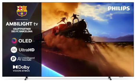 PHILIPS Ambilight 48OLED760 4K OLED Smart TV - 48 Zoll Display mit P5 AI Perfect Picture Engine Ultra HD, Titan OS, Dolby Vision und Atmos Sound - Funktioniert mit Alexa und Google Sprachassistent