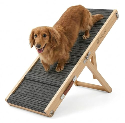 Artpet Klappbare Hunderampe für Sofa und Bett | Höhenverstellbare Rampe bis 45 cm für kleine Hunde und Katzen, belastbar bis 20 kg.