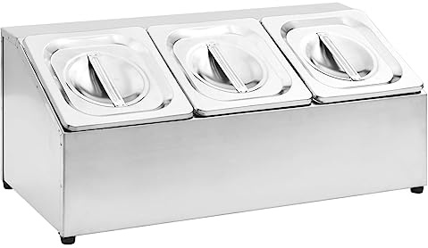 vidaXL Gastronorm-Ständer mit 3 GN 1/6 Behältern Edelstahl