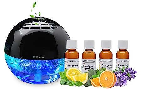 Aspira Home Lufterfrischer mit Ionisator - Duftzerstäuber - Airfresher bowl inkl. 4 Duftöle Eukalyptus, Zitrone, Orange und Lavendel je 30ml