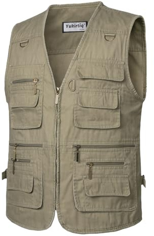 Yukirtiq Herren Angeln Weste ärmellos Freizeit Jagd Herrenwesten Sommer Trekking Wander Weste Reporterwesten Safari Weste mit Vielen Taschen