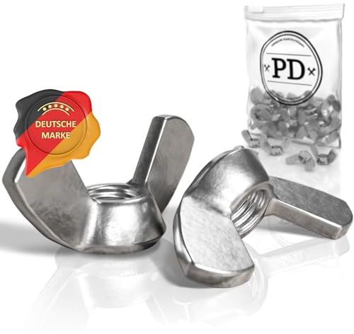 PD® Flügelmuttern M8 (DIN 315) | Hochwertige A2 V2A Edelstahl Flügelmutter | Rostfreie Wing Nut Schmetterlingsmutter zur universellen Nutzung | 5 Stück