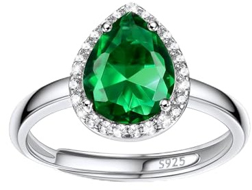 Bestyle Frauen Mondstein Ring Verstellbarer Kristall Ring Silber 925 für Damen Mädchen