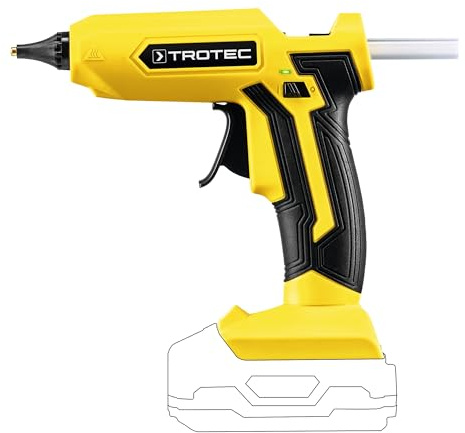 TROTEC Akku-Heißklebepistole PGGS 10-20V NB – 11-mm-Heißklebesticks, schnelle Aufheizzeit, Softgrip, LED-Status, präzise Kleberdosierung, universell für Holz, Kunststoff, Keramik, Glas, Textilien