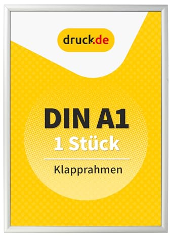 druck.de 1 Klapprahmen A1 für Plakate, Hinweisschilder, Werbung | Aluminiumrahmen mit 2,5 cm Profil | geeignet für Wandmontage | Durchsichtiger Plastikschutz schützt Ihr Poster (1 Stück, A1)