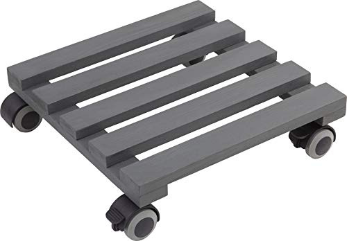 Metafranc Pflanzenroller 300 x 300 mm - 60 kg Tragkraft - Kiefer-Platte - Grau - TPE-Rollen mit 2 Feststellern / Indoorroller / Blumenroller / Transporthilfe für Pflanzen / 825260 grau (glatt)