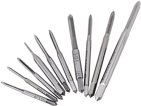 10 Stück Gewindebohrer Set, Gewindeschneidwerkzeug Satz, HSS Metrisches Gerades Rohr Machine Tap M1 M1.2 M1.4 M1.6 M1.7 M1.8 M2 M2.5 M3 M3.5 Modellbau Gewindeschneider Set