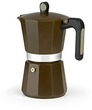 Monix New Cream | Italienische Kaffeemaschine aus Aluminium 12 Tassen | Fassungsvermögen 12 Tassen, Für alle Herdarten einschließlich Induktion geeignet