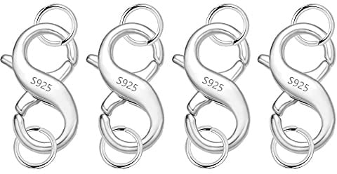 4 Stück Silber Schmuckverschluss Doppel Kettenverschluss Mit Sprung Ringe | Doppel Schmuckverschluss Groß Hummerschere Karabinerverschluss Ketten Halskette Armband Verbinder Schmuckherstellung Zubehör