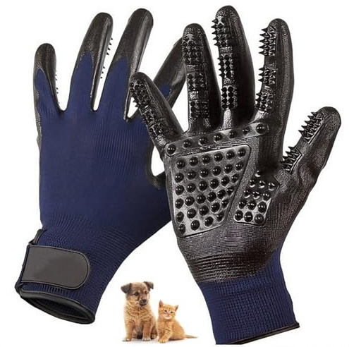 Windfromort Handschuh Tierhaarentfernung 2 Stück Dunkelblau – Entfernt Lose Haare Sanft, Mit Massageeffekt, Für Hunde, Katzen Und Pferde, Bequem Und Wiederverwendbar