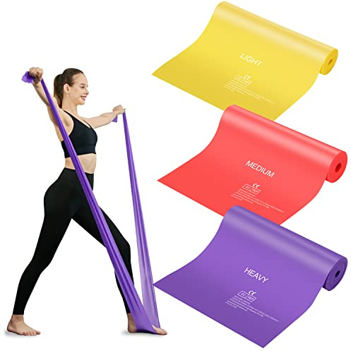 Fitnessbänder Gymnastikband 2m Lang, Starkes Widerstandsbänder Fitnessbänder Ideal für Yoga,Pilates,Krafttraining,Fitnessband für Männer Frauen-mit Trainingsanleitung