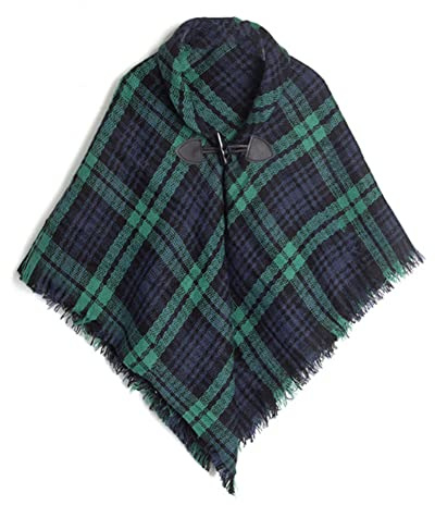 Proumhang Mädchen Tartan Schal mit Hornschnalle,Karierte Wickel,Poncho Cape Schal für Kinder,Herbst und Winter Warme Schals,Kopftuch-Schal,Einheitsgröße