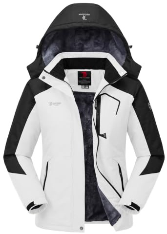 YSENTO Damen Winterjacke Skijacke Wasserdicht Outdoor Warme Softshelljacke | Winddicht Fleece Gefüttert Funktionsjacke Wanderjacke Snowboardjacke mit Abnehmbarer Kapuze