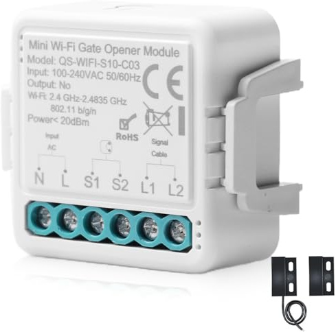 Smart WLAN Garagentoröffner mit Reed-Sensor, Garagentoröffner per Handy Kompatibel mit Alexa/Google Home/Tuya App/Smart Life, APP Steuerung, Timer, Sprachsteuerung mit Alexa