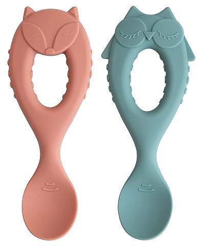 Tidy Tot Silikon Löffel Set Baby Beikost weich 2er Pack | 2 weiche Silikonlöffel für die Beikost. Sanft zum Zahnfleisch, BPA-frei, leicht zu greifen für Babyhände.