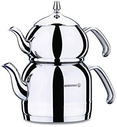 Korkmaz A221 Efendi Türkische Teekanne Teekocher Caydanlik Teapot 18/10 Cr,Ni Rostfrei Induktion