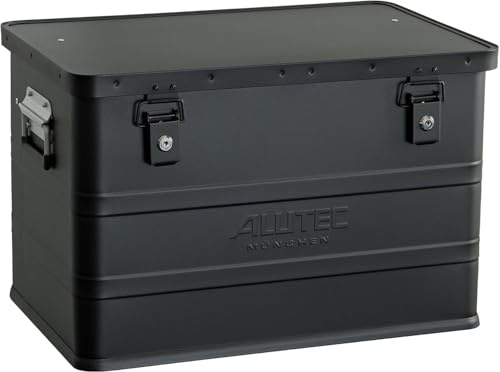 ALUTEC Aluminiumbox Classic 68 (Farbe Schwarz, Inhalt 68 ltr., Innenmaße (LxBxH) 550 X 350 X 355 mm/Außenmaße (LxBxH) 575 X 385 X 375 mm, Aufbewahrungsbox, Alubox) 11068BLACK