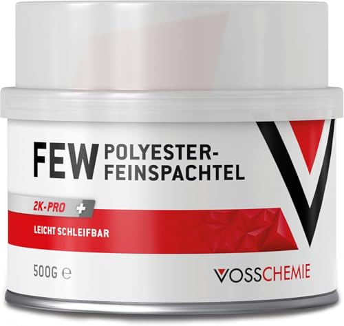 Vosschemie Feinspachtel 500g – 2K Spachtelmasse styrolfrei für Auto, KFZ, Karosserie, Boot, Metall, Holz & GFK – schnell schleifbar