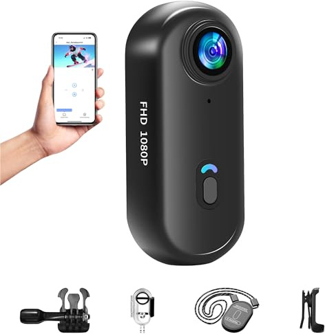 Baobylon Mini Action Cam WIFI,1080P Unterwasserkamera Wasserdicht bis 30M,Freihand-POVs,Überall Anbringbar,360° Helmkamera Motorrad Fahrrad Bodycam Körperkamera,Mini Kamera,Multifunctional Accessories
