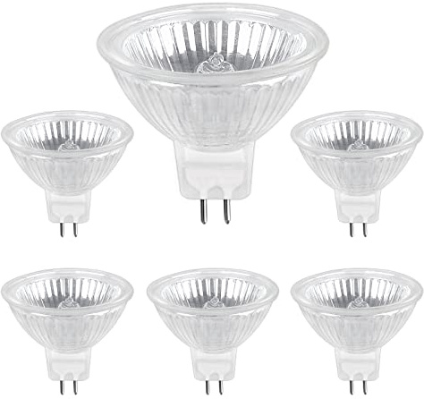 SCNNC Halogen Reflektor 20W GU5.3, MR16 Halogenstrahler 12V Dimmbar, 205LM Warmweiß 2700K, MR16 GU5.3 Halogen für Landschaftsbeleuchtung, Schienenbeleuchtung, Einbaubeleuchtung, 6 Stück