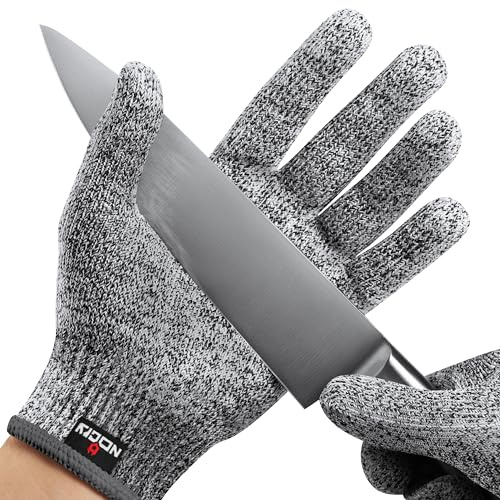 NoCry Schnittfeste Handschuhe für die Küche – Leistungsfähiger Level 5 Schnittschutz, lebensmittelechte Schnittschutzhandschuhe; Maschinenwaschbar, Rechts- und Linkshänder (Größe L, 1 Paar)