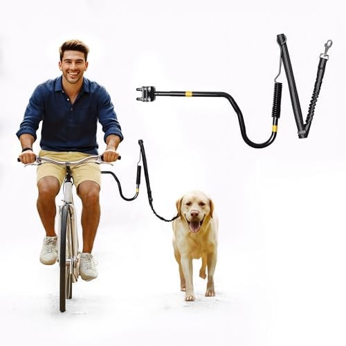 iPetba Hundeleine für Fahrrad – Freihändiges Fahrradbefestigungsseil für Hunde, Stoßdämpfend, Verstellbare Länge