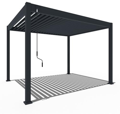 WEIDE - Classic Terrassenüberdachung freistehend mit einstellbarem Stahl-Lamellendach I Pfosten aus Voll-Aluminium I Robustes Terassenüberdach I wasserdicht (Anthrazit, 3 x 3,6 M)