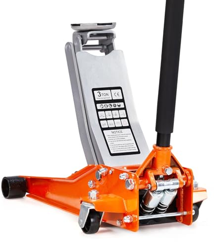 Bonnlo Wagenheber 3T, Rangierwagenheber 75mm-510mm, Wagenheber Hydraulisch mit Doppelzylinder-Schnellhub & Gummiauflage 360°-Drehsatte &, für Auto & SUV Orange