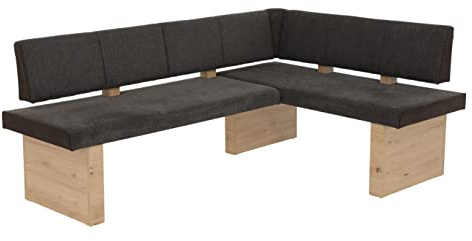 Hela Tische, Eckbank, Sitzbank Linn, Webstoff Braun, Holzgestell Artisan Eiche, li-re montierbar, Belastbakeit ca. 300kg, Maß 200x140x83cm