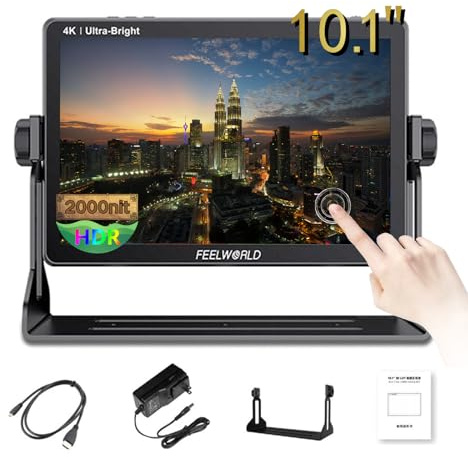 FEELWORLD LUT11S Touchscreen Kamera Feldmonitor 10,1 Zoll 2000nit Peaking 3D LUT Video Assist, 3G-SDI 4K HDMI 1920X1200 IPS Panel Kompatibel mit DJI (SDI and HDMI) für DSLR