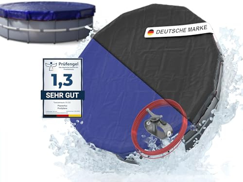 Planenfux® Poolabdeckung rund 366 cm | Für Ø 320-366 cm Becken | 2-in-1 Abdeckplane Pool aus 200g/m² PE Material | Poolplane Solarplane Rundpool für Sommer & Winter | Ø420 cm Pool Abdeckung