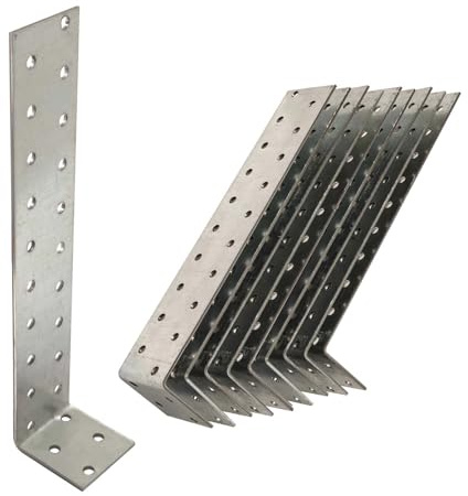 OMIDEAS 10 x Flachstahlanker (200 x 40 x 40) Zuganker Betonflachanker, Silber Verzinkt