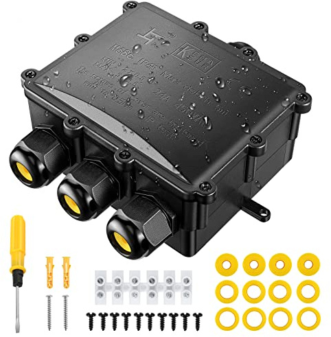 Kohree Abzweigdose Wasserdicht IP68, Verteilerdose Kabelverbinder 4 Polig | Verteilerdose Außen Klemmdose 4 Wege, Verbindungsdose für Ø4mm-14mm Kabeldurchmesser M25 Kabelverschraubung, PC + PA66