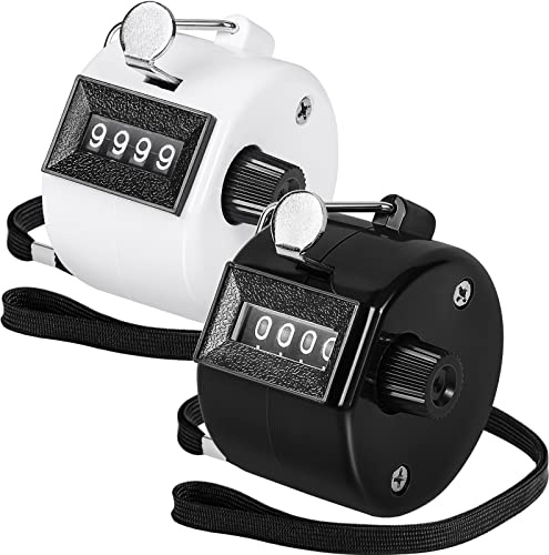 KTRIO Handzähler Zähler, 4-Stellige Zähler, 2 Stück ABS Counter Clicker mit Umhängeband für Personenzähler, Coaching, Stricken, Golf und Reihenzähler