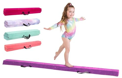 Schwebebalken für zuhause – Erstaunliche Balance-Ausrüstung für Kinder zu Hause – Wildlederimitat, hochdichter EVA-Schaum – Größen 210 cm/240 cm/270 cm – Lernkarten, Tragegurte, Tragetasche
