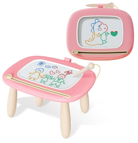 Kikidex Kleinkinder Spielzeug Alter 1-3, Magnetisch Zaubertafel, Mädchen Spielzeug für 1-2 Jahre, Magic Painting Board Lernspielzeug für 1 2 3 Jahre Baby Kinder, Geburtstag Geschenk（Rosa