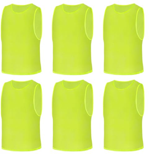 AUYAO Fussballtraining Leibchen Fubball 6 Set Trainingsleibchen Herren Fußball Trainingsweste Markierungshemd Atmungsaktiv Erwachsene Trikots Lätzchen für Fussball Volleyball Basketball XL (Grün)